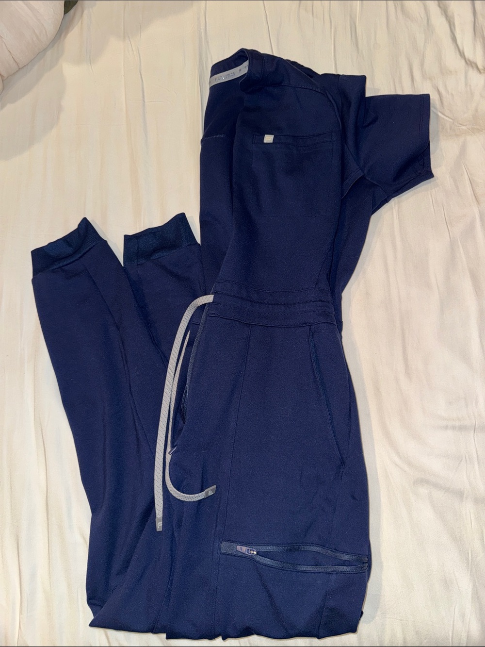 Fabletics Navy jogger scrub jumpsuit